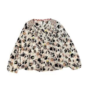 Xhilaration Ivory Long Sleeve Floral Blouse